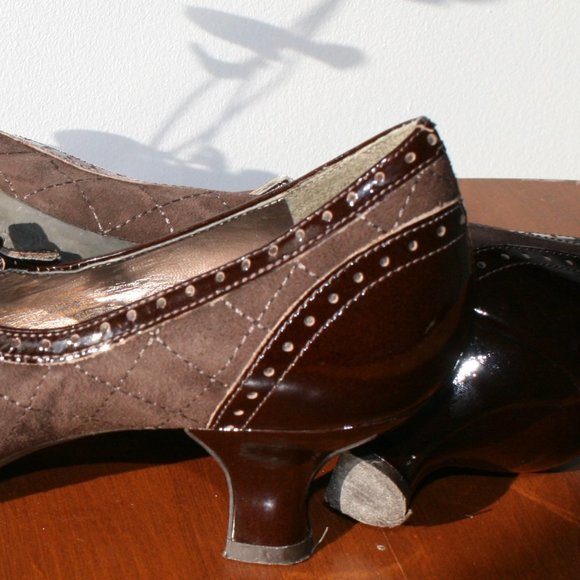 Franco Sarto Brown Leather and Suede Mary Jane High Heels - Picture 9 of 12